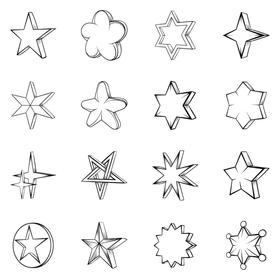 conjunto de iconos de estrella contorno vectorial vector