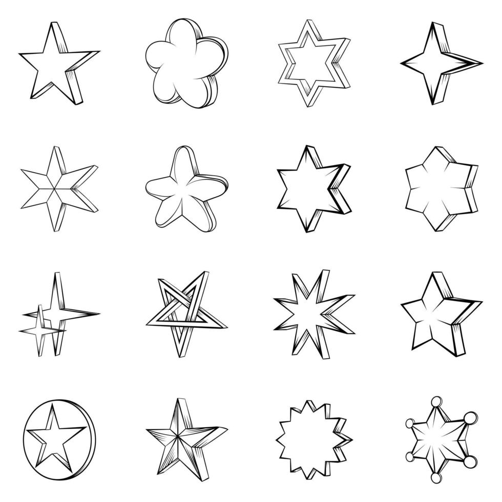 Star icons set vector outline