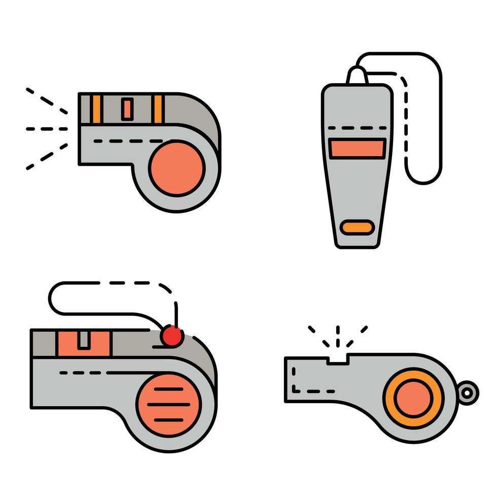 Whistle icon set line color vector