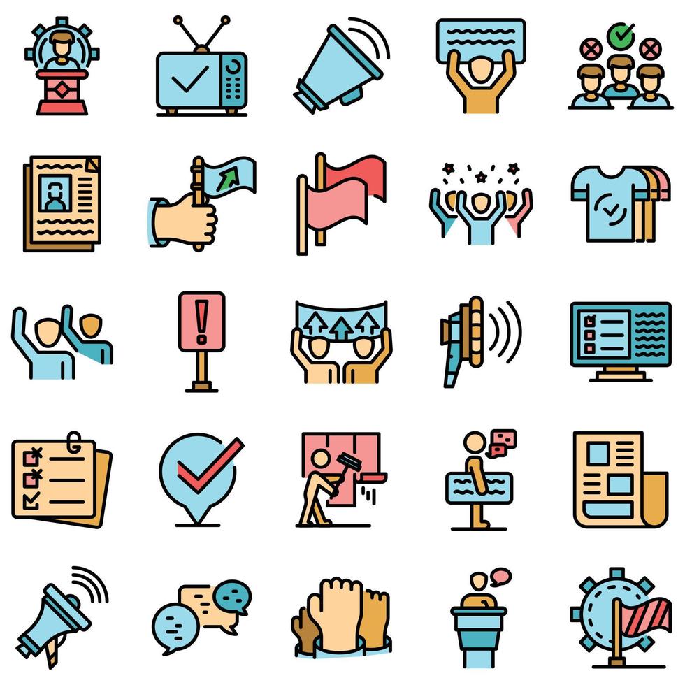 Agitation icons set vector flat