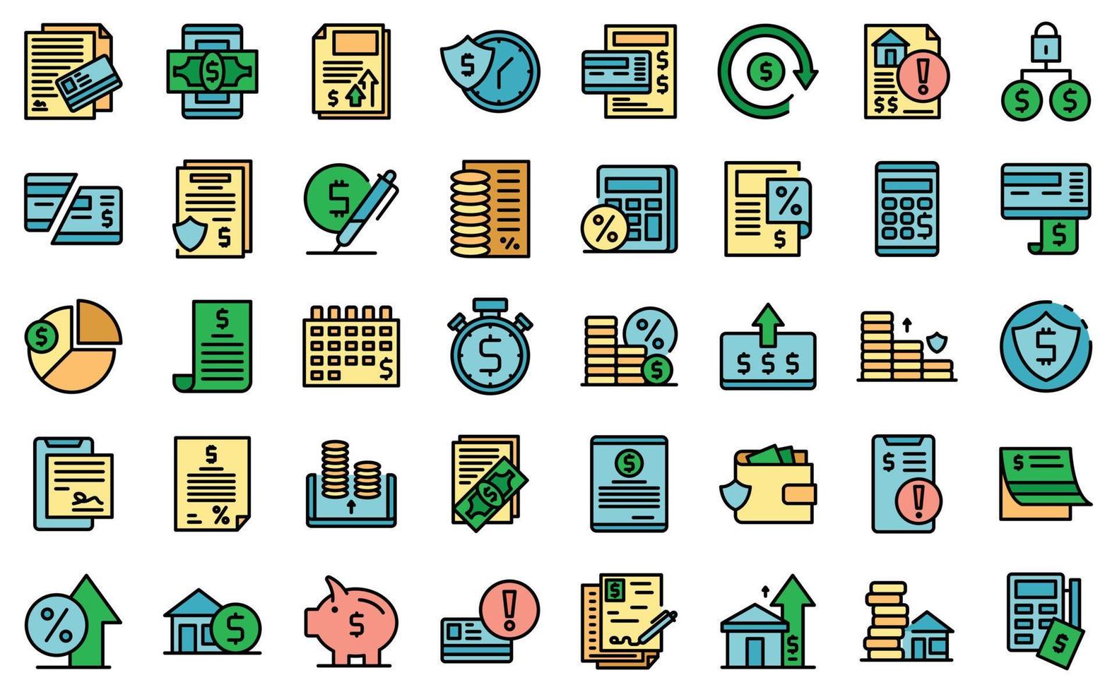 Payment terms icons set vector flat