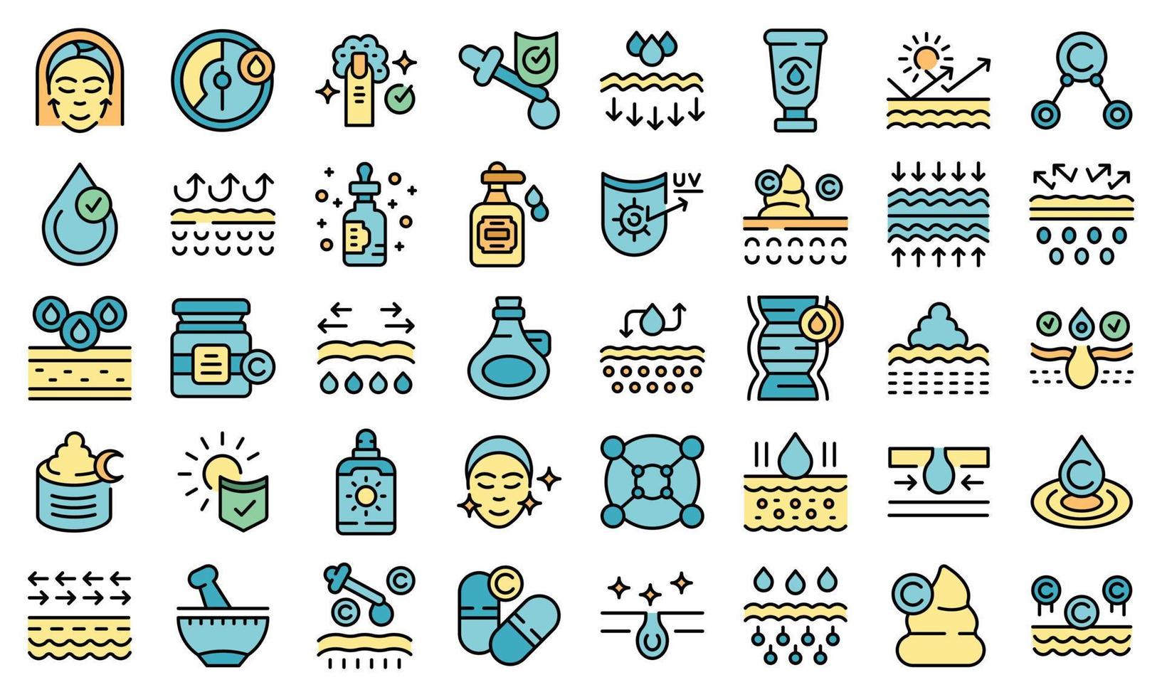 Collagen icons set vector flat