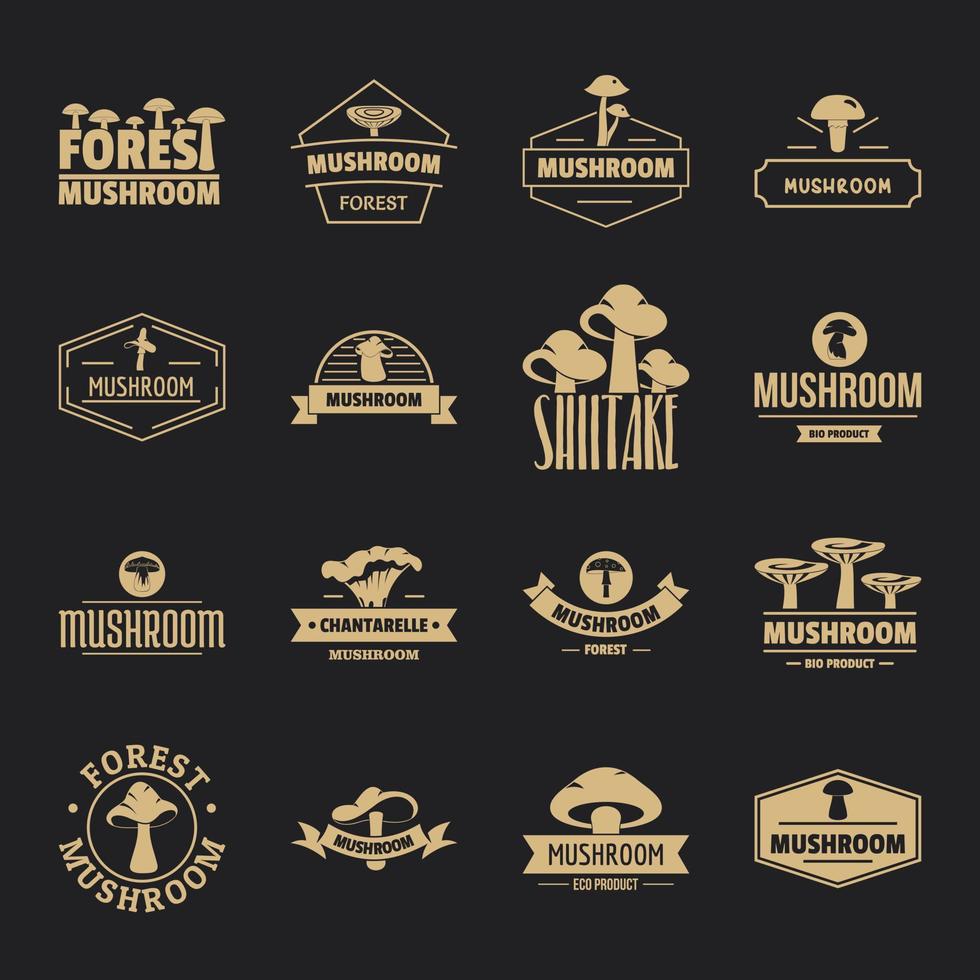 Mushroom forest logo icons set, simple style vector