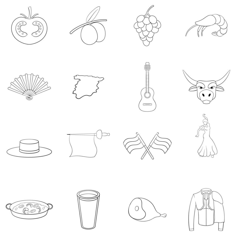 Spain icon set outline vector