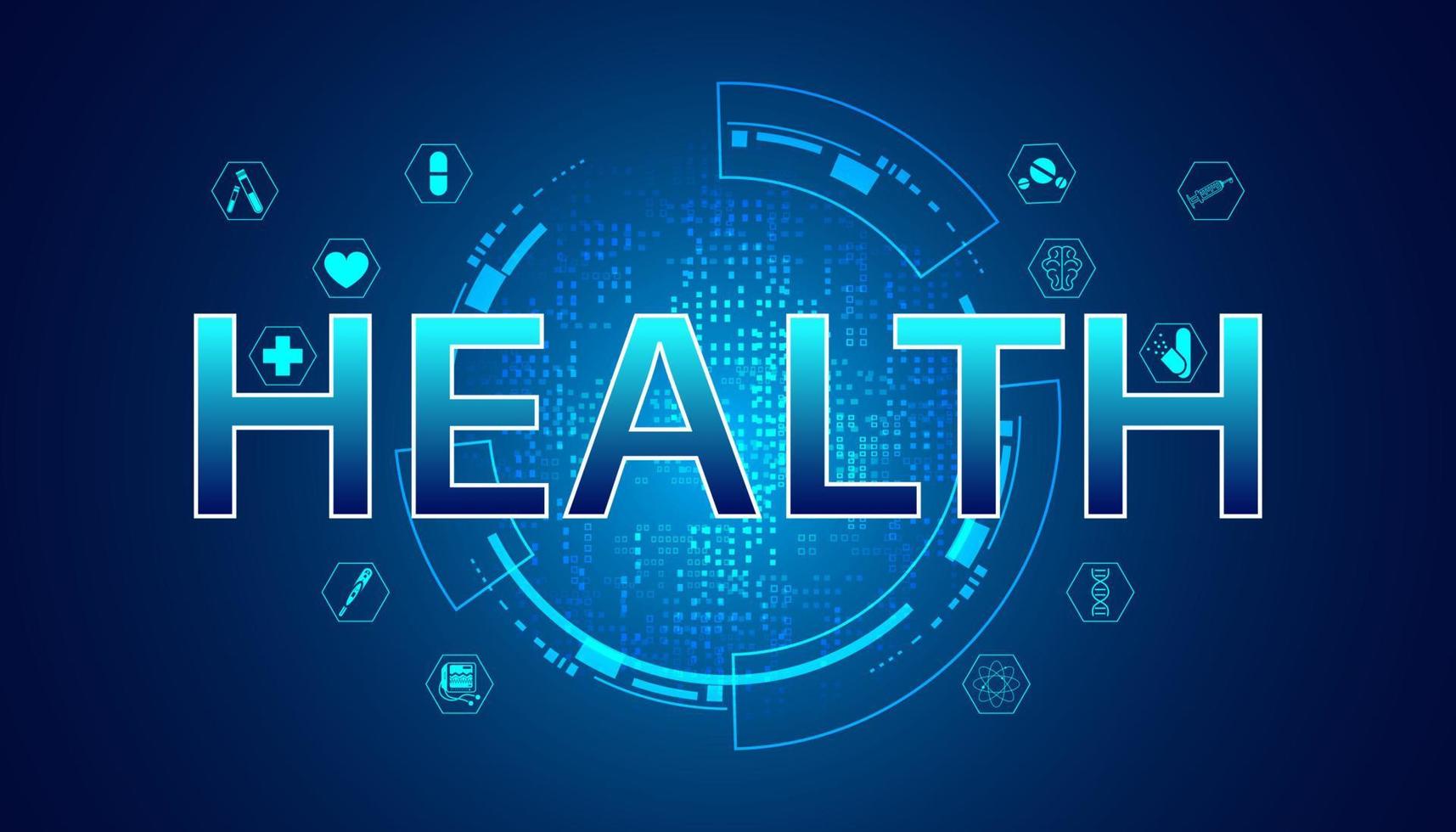 Abstract health science consist health circle icons digital technology concept  modern medical on hi tech future blue background. vector