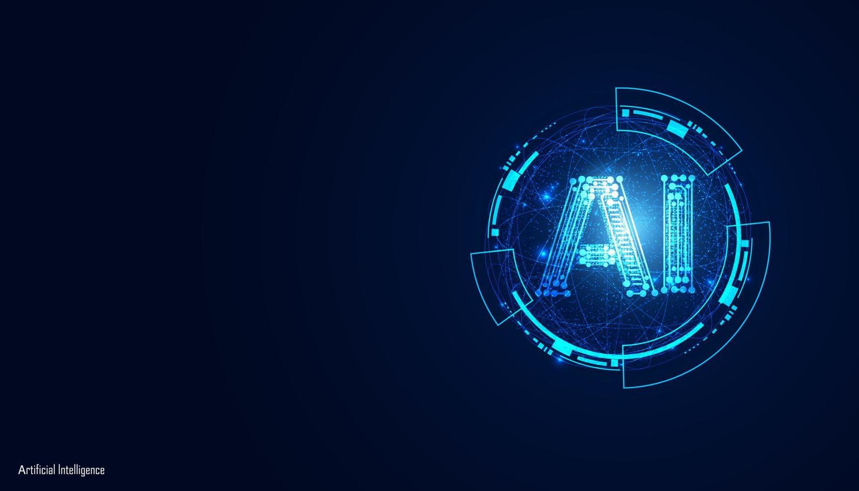 Abstract Artificial Intelligence on Atomic and Technology Background with Computer Systems Circuit Boards. vector