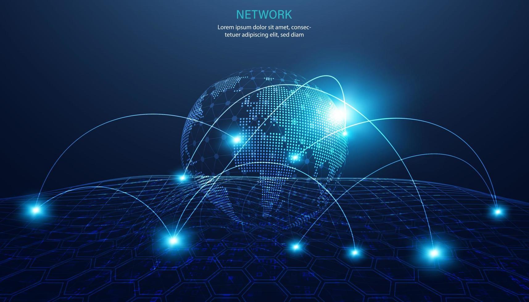 tecnología abstracta comunicación internet sin fronteras 5g internet de las cosas comunicación entre personas concepto mapa mundial digital, negocios, red en un fondo moderno digital futurista vector