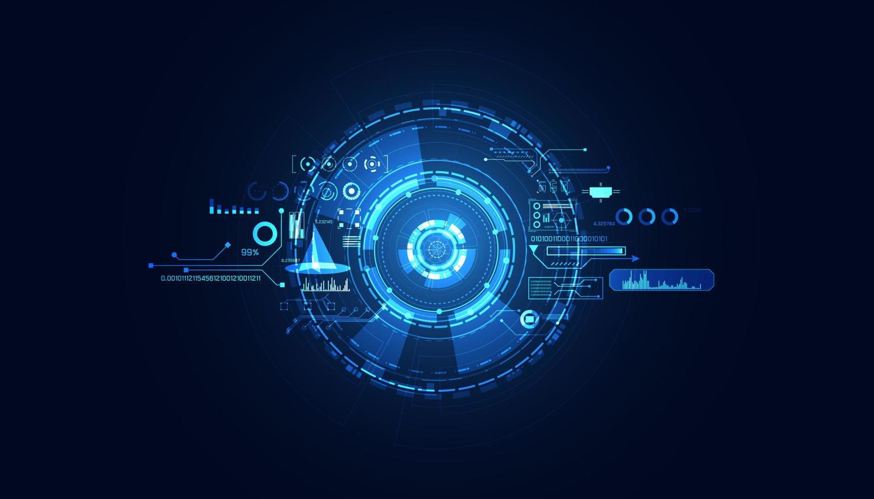 abstract technology ui futuristic concept hud interface hologram elements of digital data chart, communication, computing and circle percent vitality innovation on hi tech future design background vector