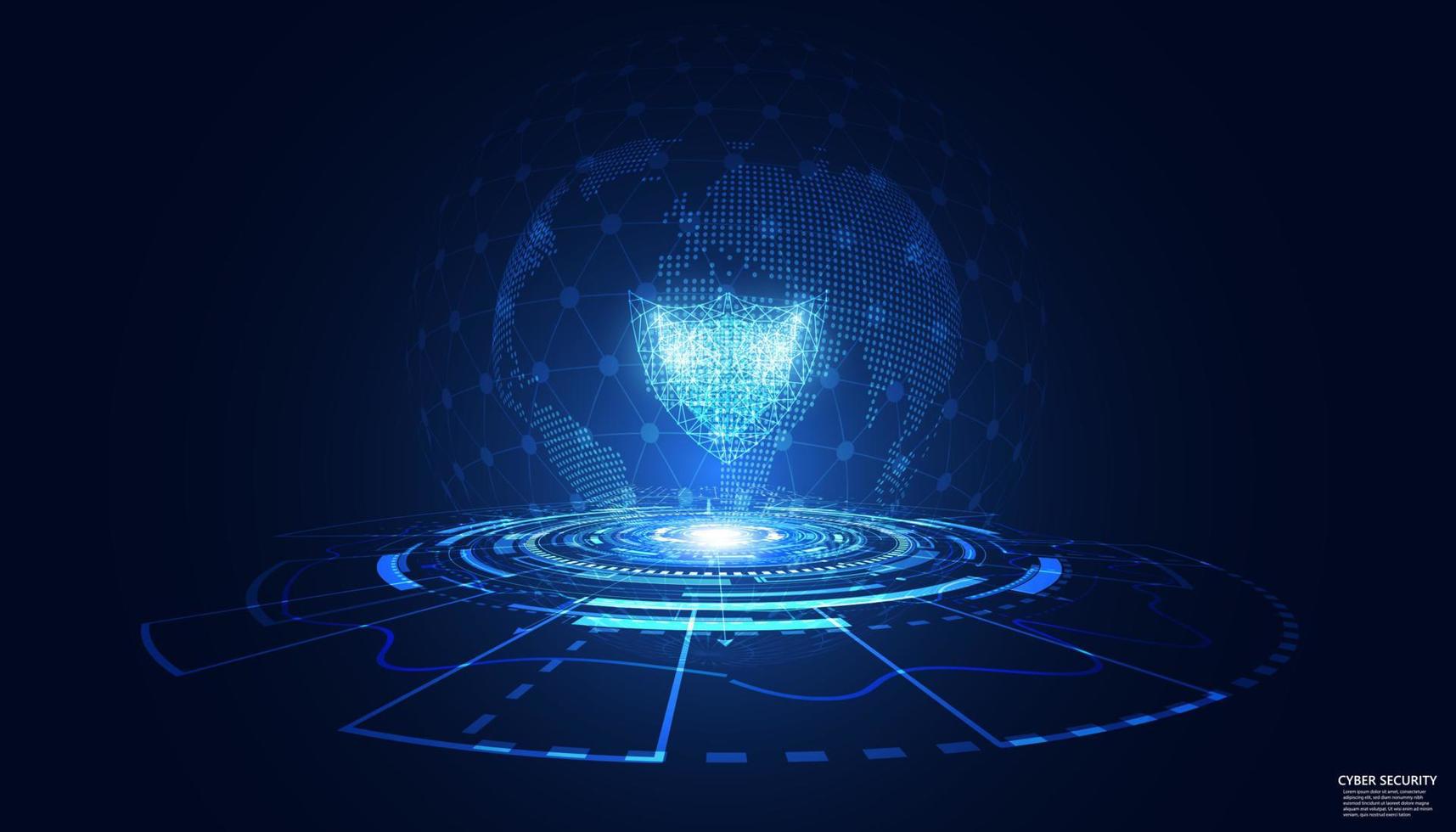 tecnología abstracta seguridad cibernética privacidad información concepto de red protección de escudo red digital enlace a internet en fondo azul de alta tecnología futuro vector