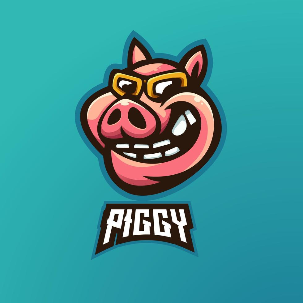 piggy pig mascota logo diseño ilustración dibujos animados vector