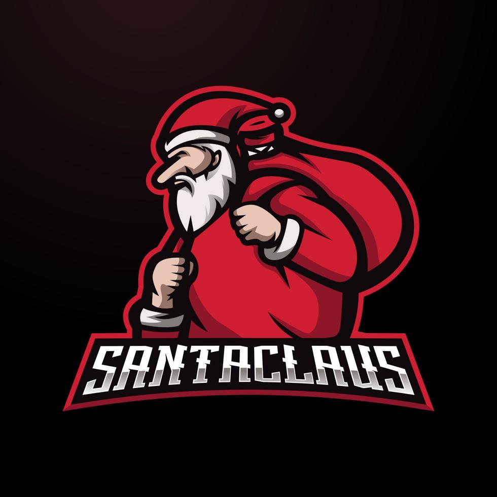 Santa Claus mascot logo design vector with modern illustration concept style for badge, emblem and t shirt printing. Santa Claus holding a gift