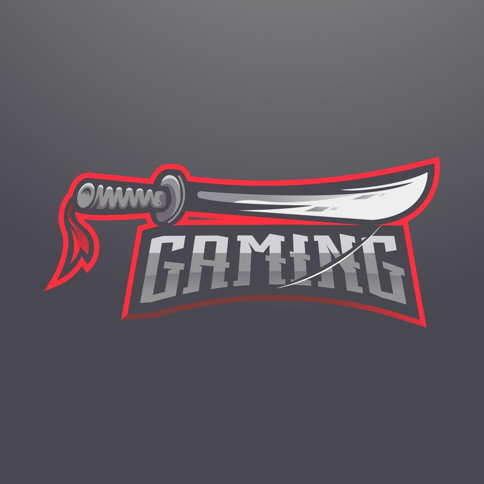 Sword mascot logo design illustration for gaming vector