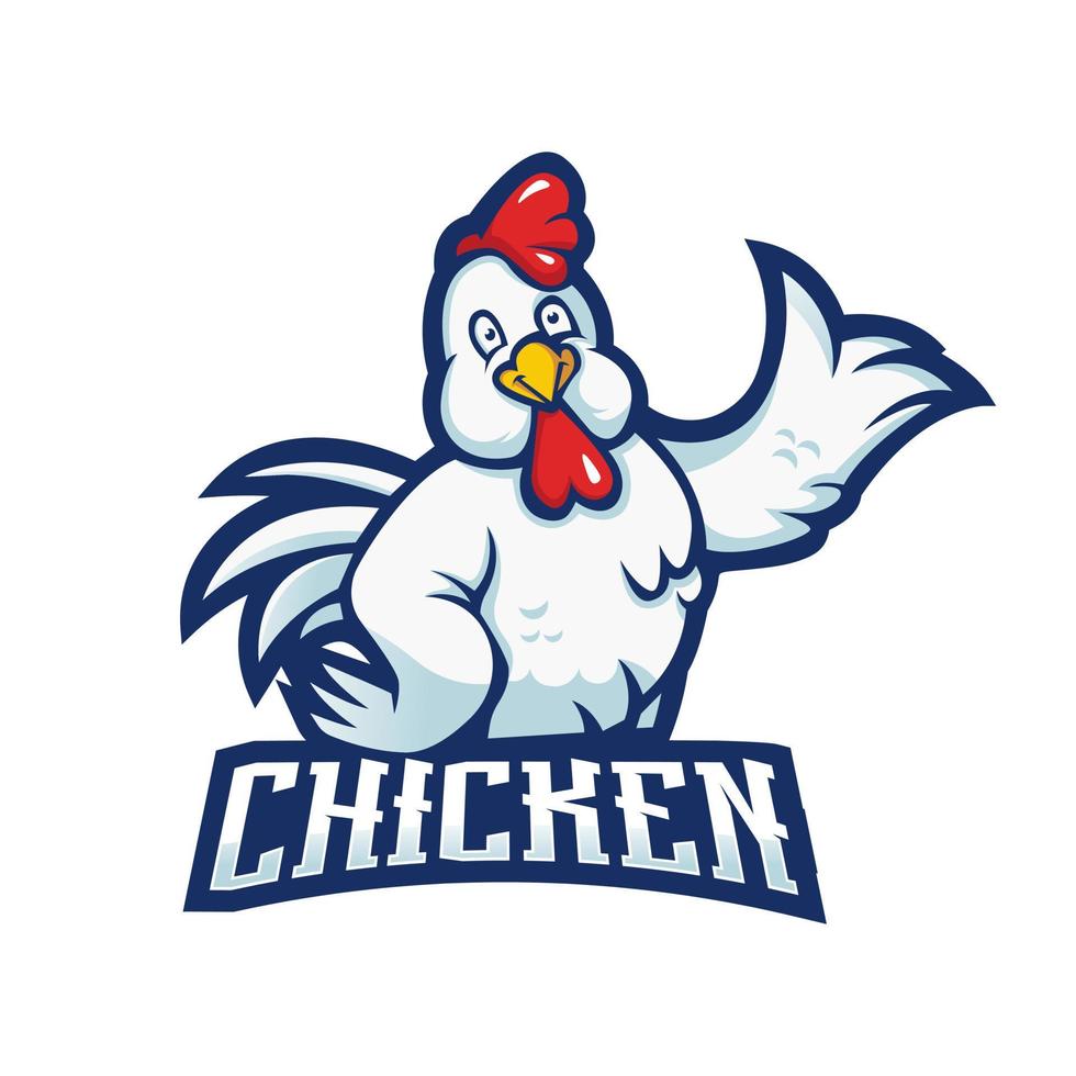 Chicken mascot logo design for fried chicken restaurant, farm and sport vector