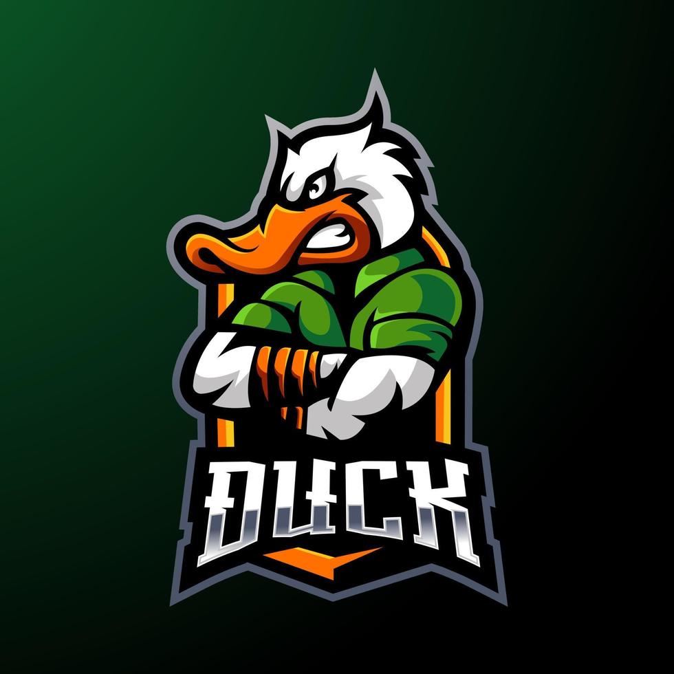 vector de diseño de logotipo de mascota de pato con estilo de concepto de ilustración moderno para juegos. patos de combate para el equipo de esport