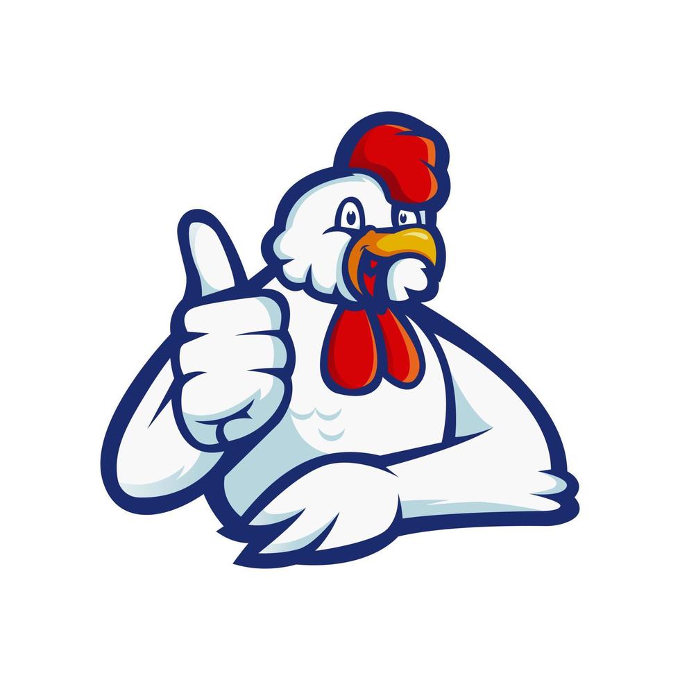 gallo de pollo dando un pulgar hacia arriba personaje de dibujos animados vector