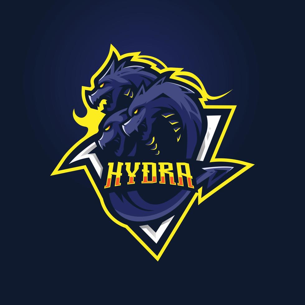 Angry Hydra Dragon illustration for gaming logo vector