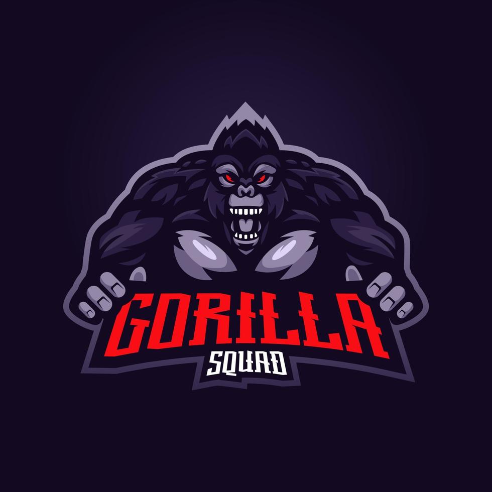 vector de diseño de logotipo de mascota de gorila enojado con ilustración moderna