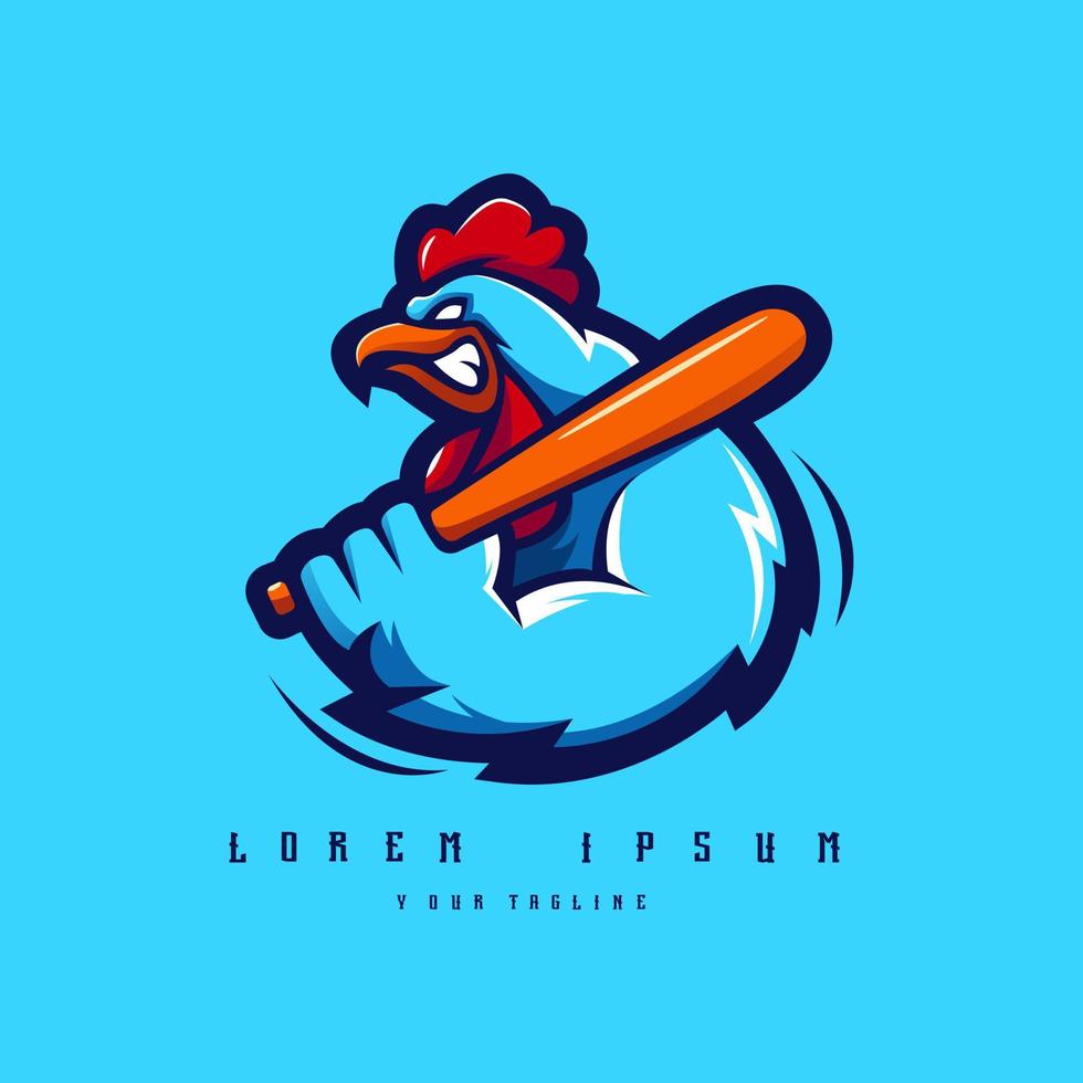 Chicken mascot logo design template vector