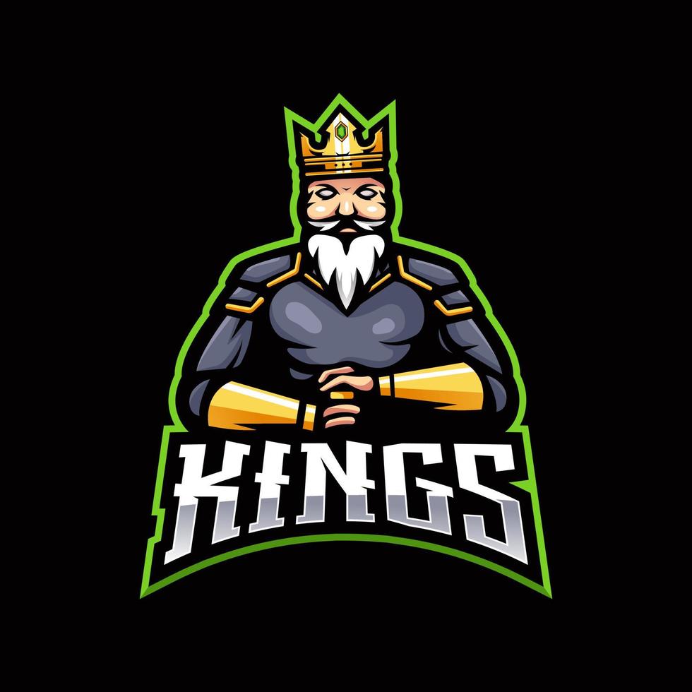 vector de diseño del logotipo de la mascota king esport con un estilo de concepto de ilustración moderno para la impresión de insignias, emblemas y camisetas
