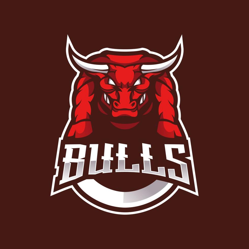 Bull esport mascot logo design vector