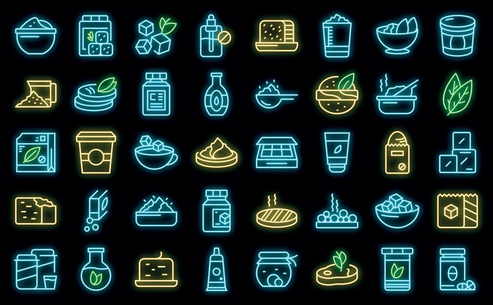 Food substitutes icons set vector neon