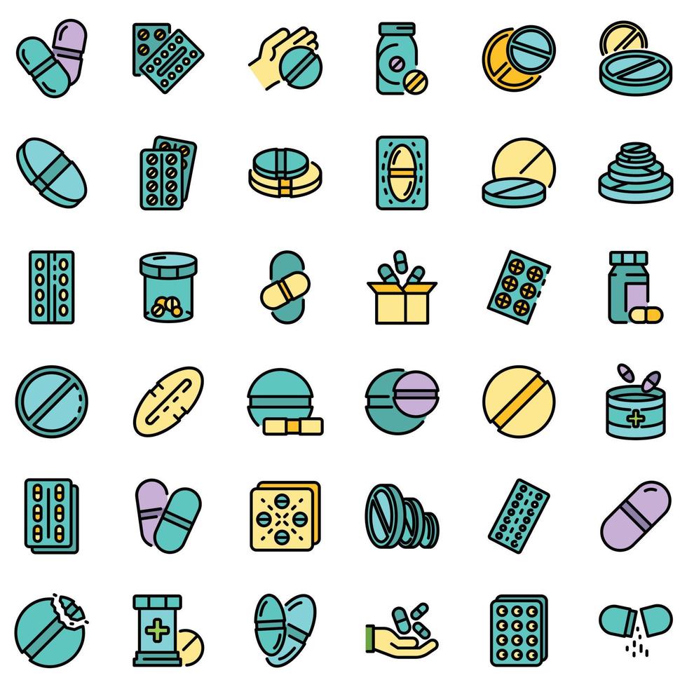 Pill icons set vector flat