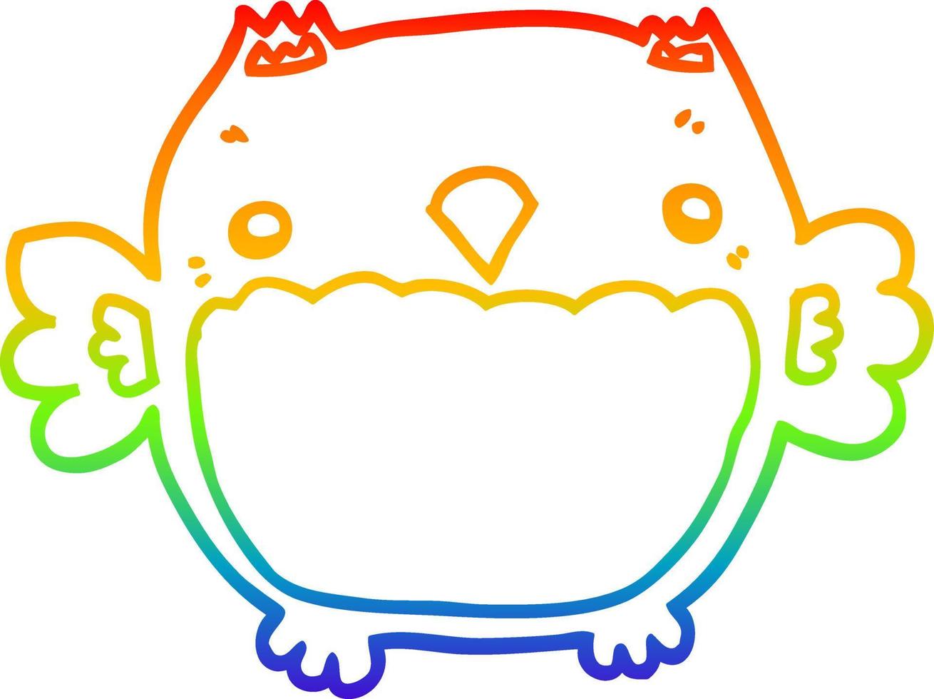 rainbow gradient line drawing cartoon owl vector