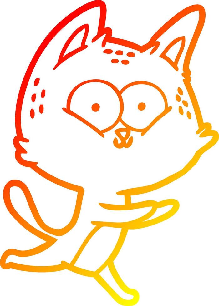 warm gradient line drawing cartoon cat running vector