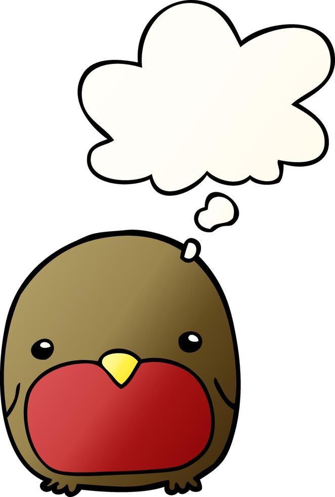 cute cartoon penguin and thought bubble in smooth gradient style vector