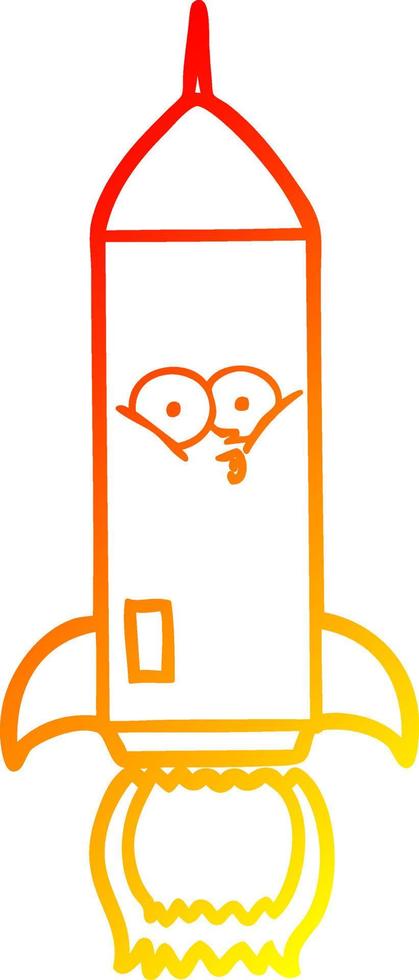 warm gradient line drawing cartoon rocket vector