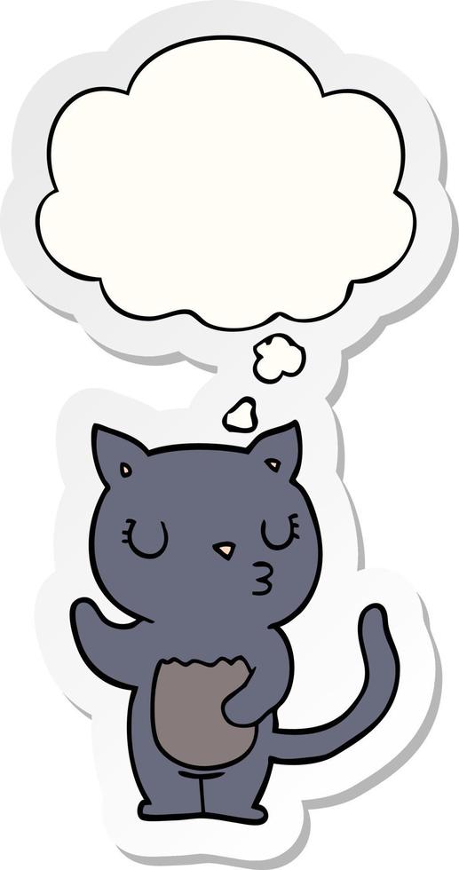 cute cartoon cat and thought bubble as a printed sticker vector