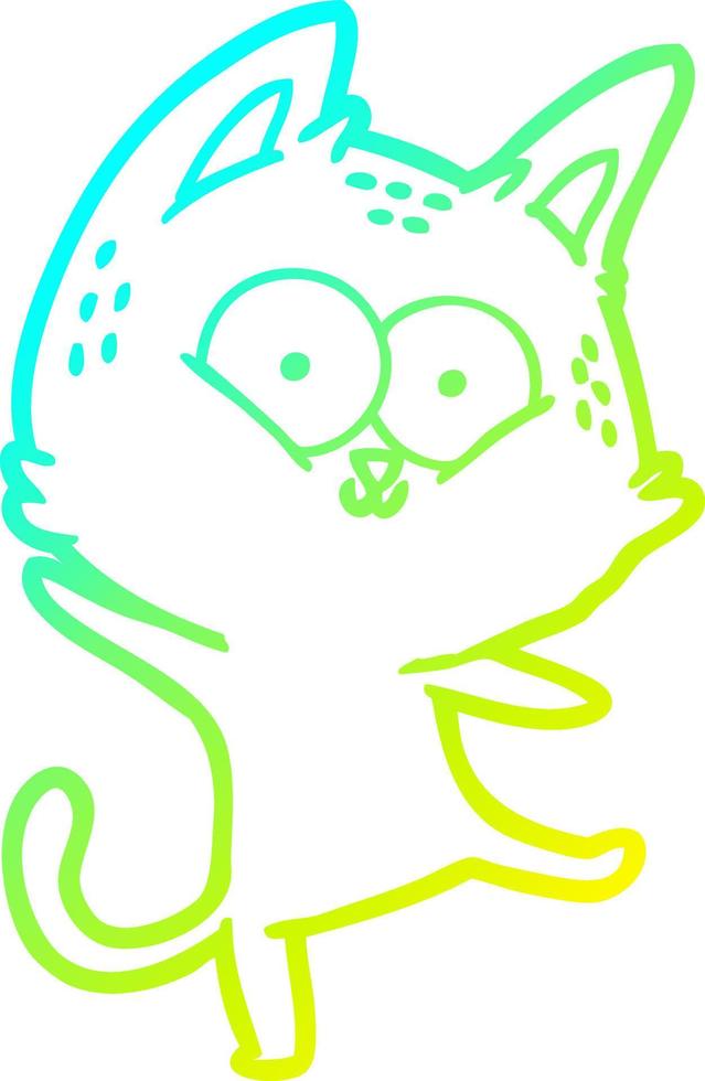cold gradient line drawing cartoon cat dancing vector