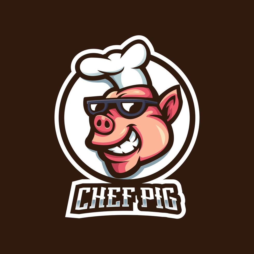 Pig mascot logo design for chef, restaurant, sport and gaming vector