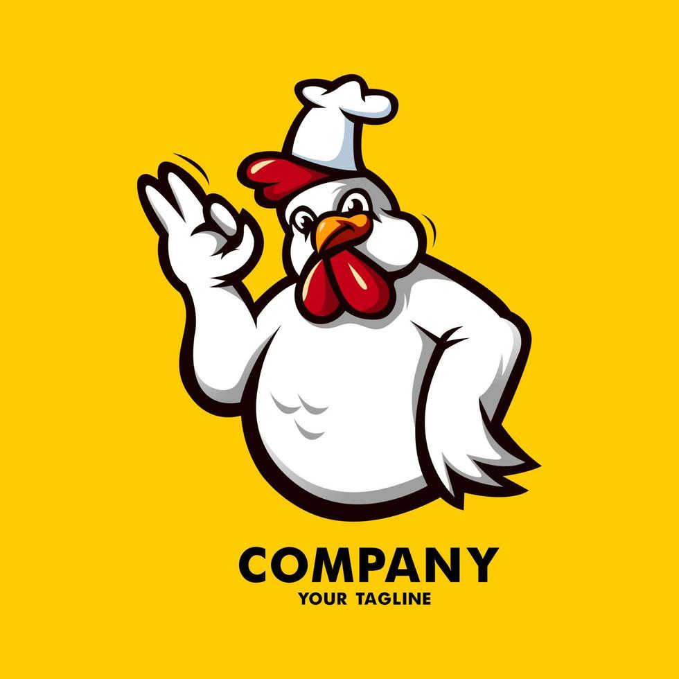 diseño de logotipo de mascota de pollo para restaurante y granja de pollo frito vector