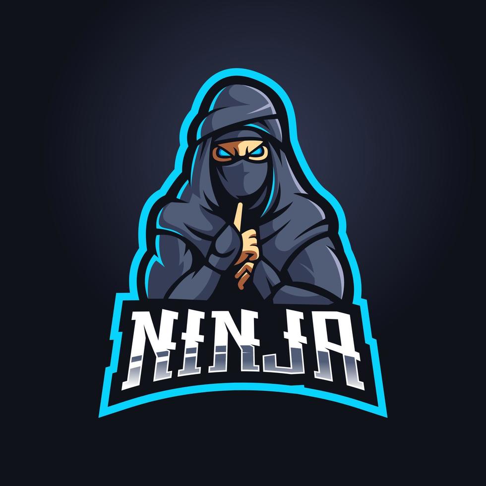 vector de diseño del logotipo de la mascota ninja con un estilo de concepto de ilustración moderno para la impresión de insignias, emblemas y camisetas