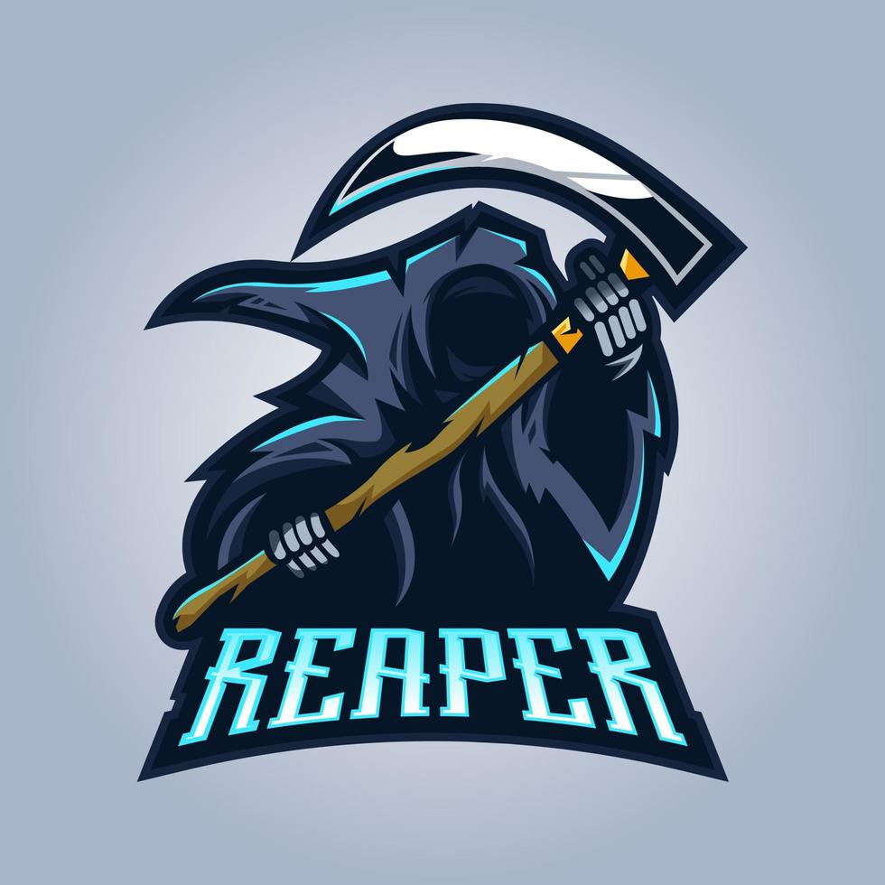 Reaper mascot logo design vector with modern illustration concept style for badge, emblem and t-shirt printing. Grim reaper illustration for e-sport