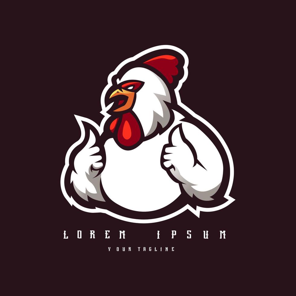 Chicken mascot logo design template vector