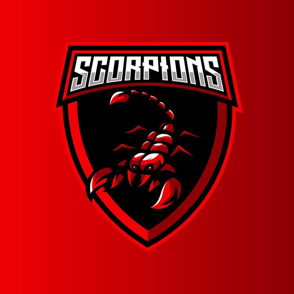 Scorpion mascot logo design vector with modern illustration concept style for badge, emblem and t-shirt printing. Scorpions illustration for sport and e-sport team