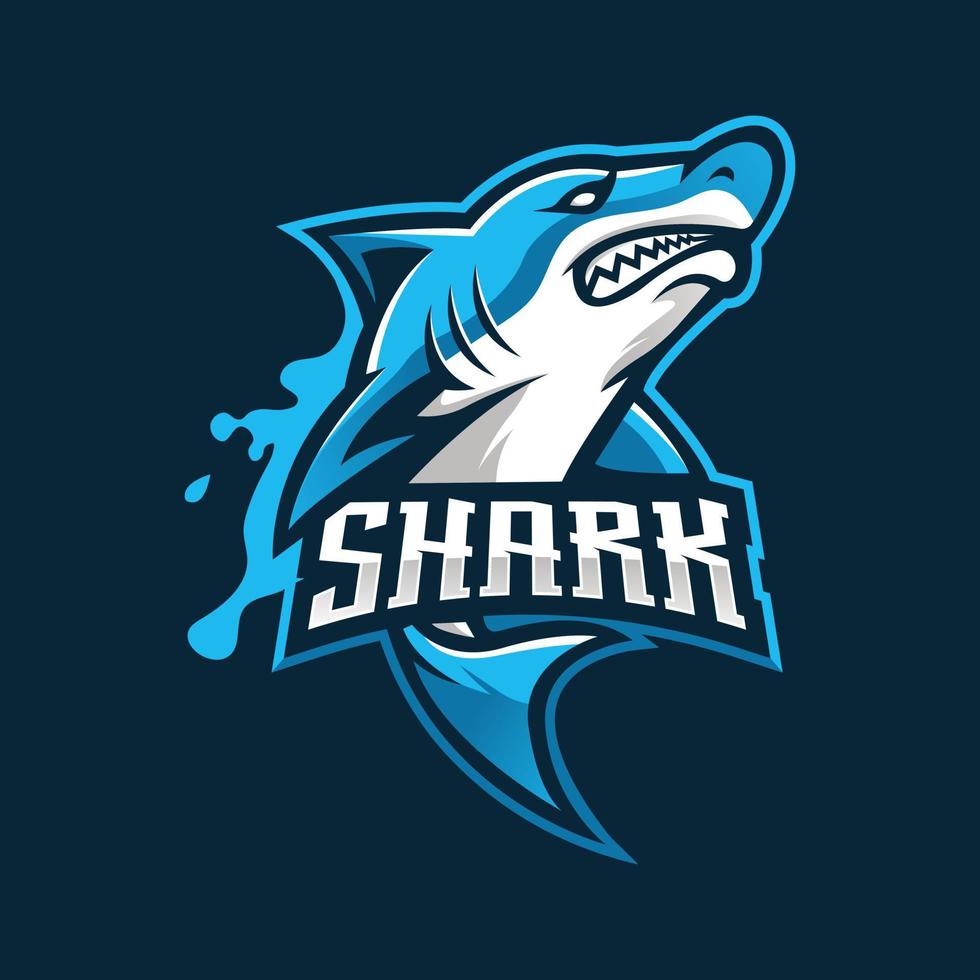 vector de diseño de logotipo de mascota de esport de tiburón con un estilo de concepto de ilustración moderno para la impresión de insignias, emblemas y camisetas. ilustración de tiburón enojado para equipo deportivo