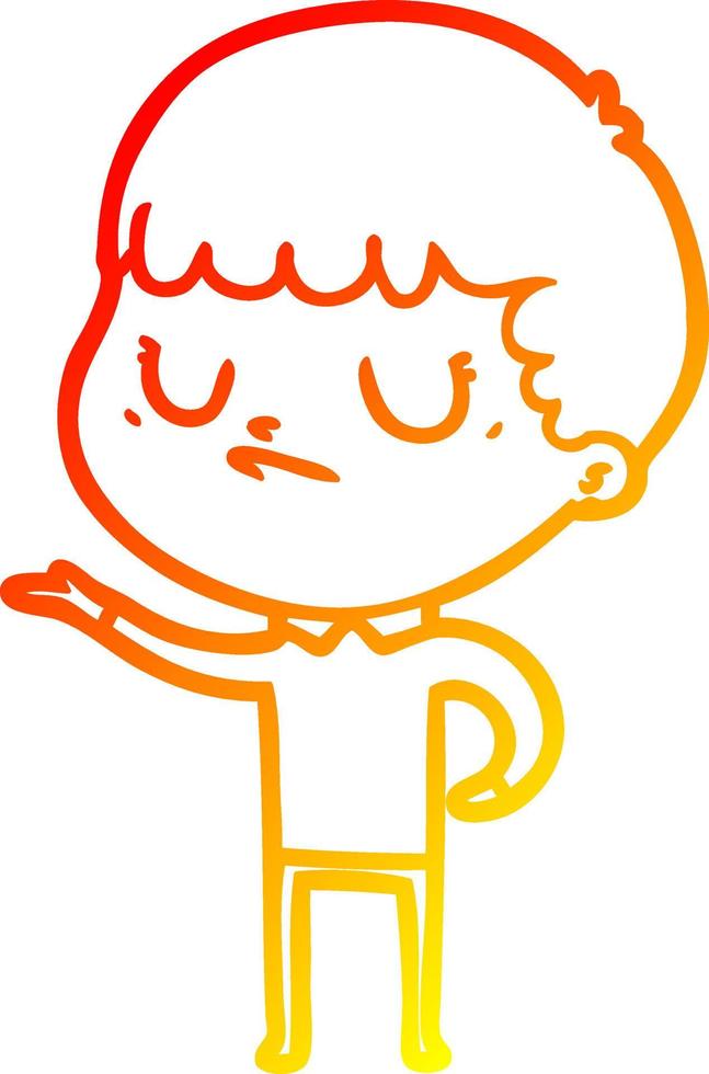 warm gradient line drawing cartoon grumpy boy vector