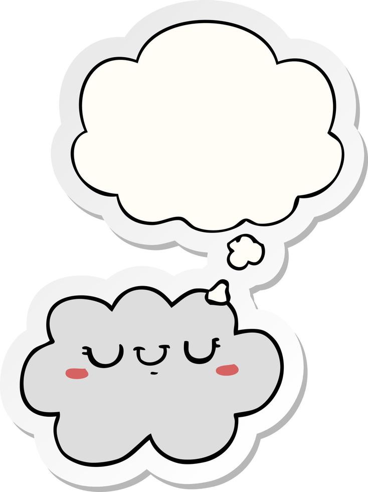 cute cartoon cloud and thought bubble as a printed sticker vector