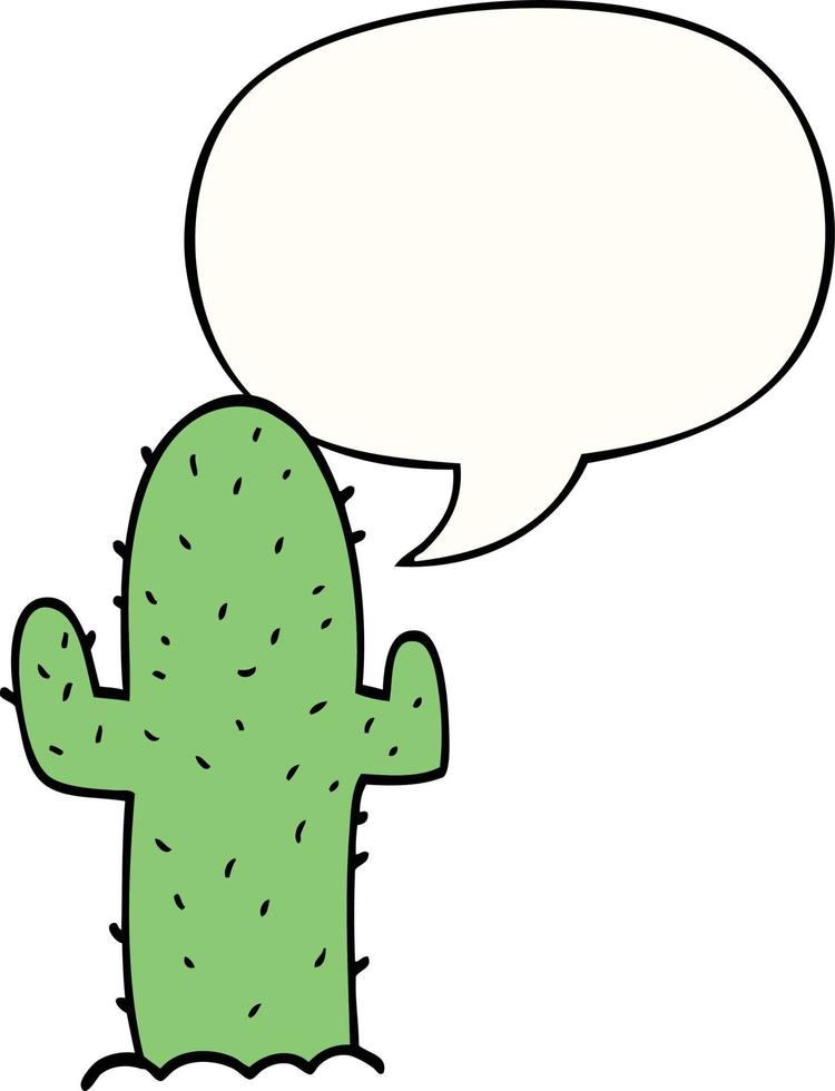 cartoon cactus and speech bubble vector