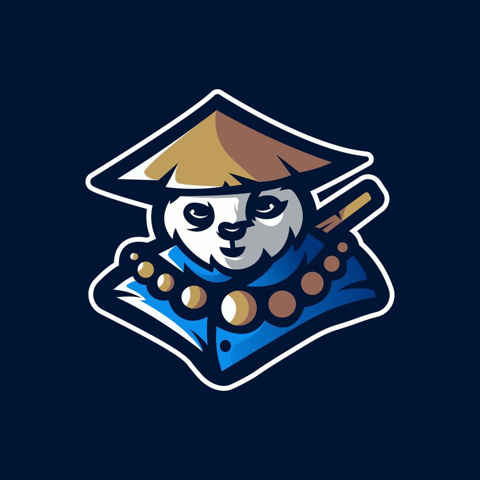 diseño del logo de la mascota panda. panda en estilo monje para juegos vector