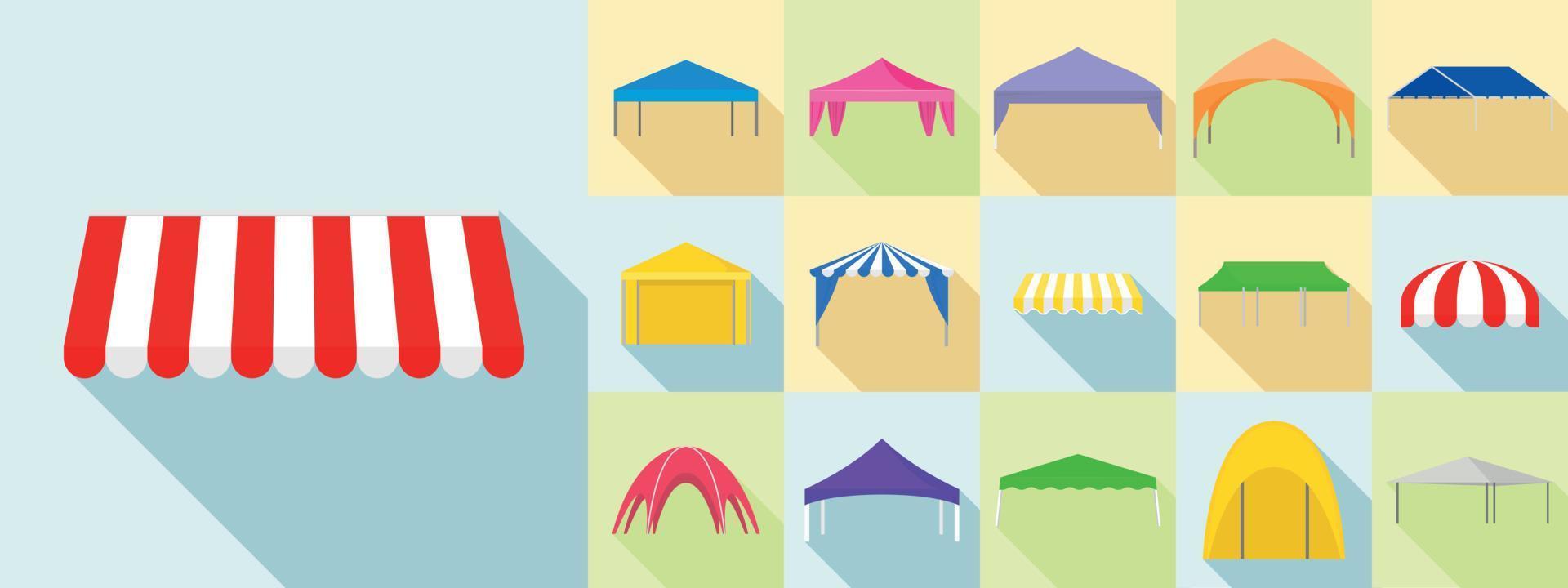 Canopy icons set, flat style vector