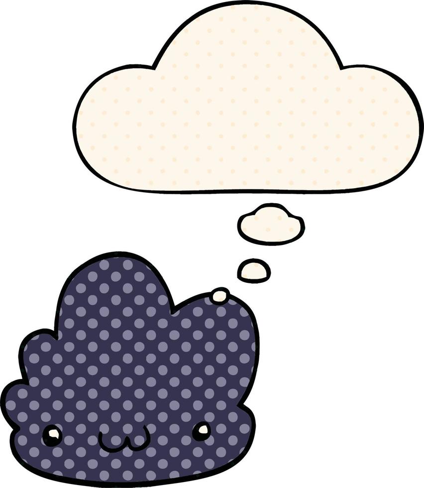 cute cartoon cloud and thought bubble in comic book style vector