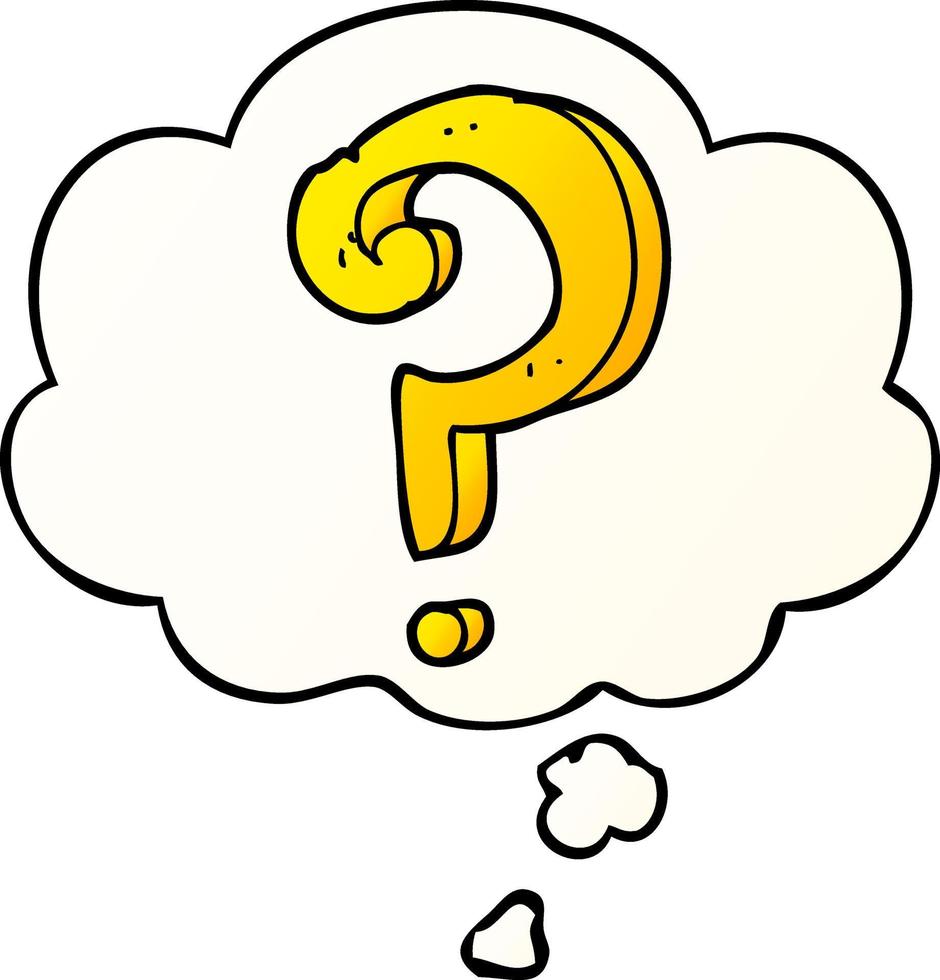 cartoon question mark and thought bubble in smooth gradient style vector