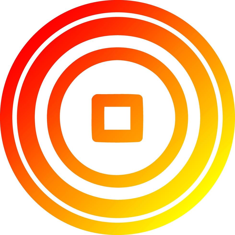 stop button circular in hot gradient spectrum vector