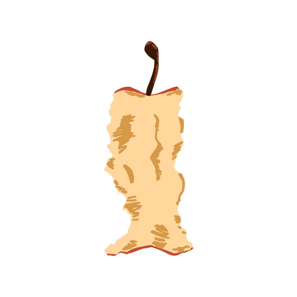 Apple stump. Vector illustration in hand drawn style