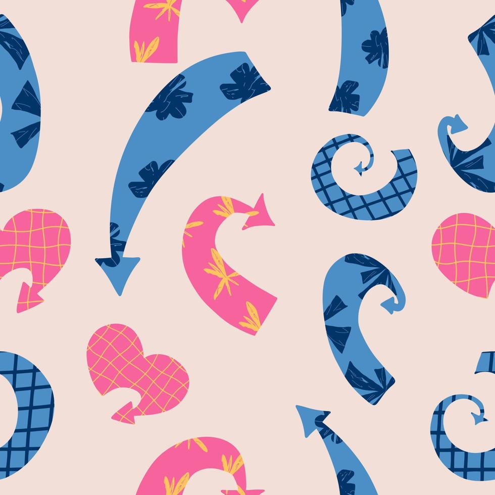 Seamless pattern with textured arrows. Vector illustration