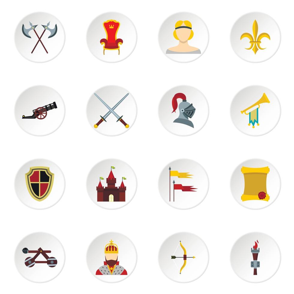 Knight icons set, flat style vector